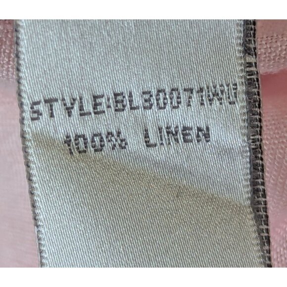 Conrad C Plus size 2X Pink 100% Linen Roll-Up Long Sleeve Button Shirt Blouse - Picture 10 of 13